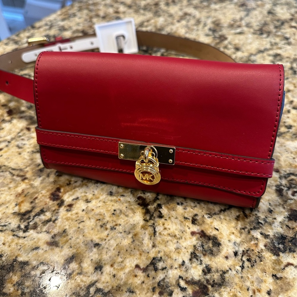Michael Kors Red Belt Bag Gold Hardware